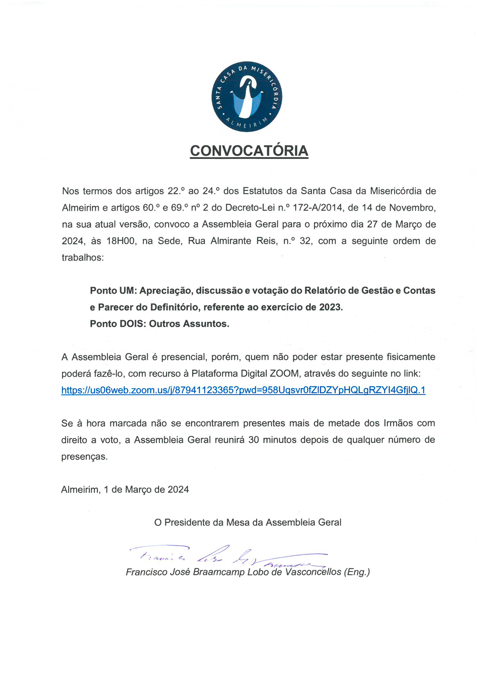 Convocatória 27 de março