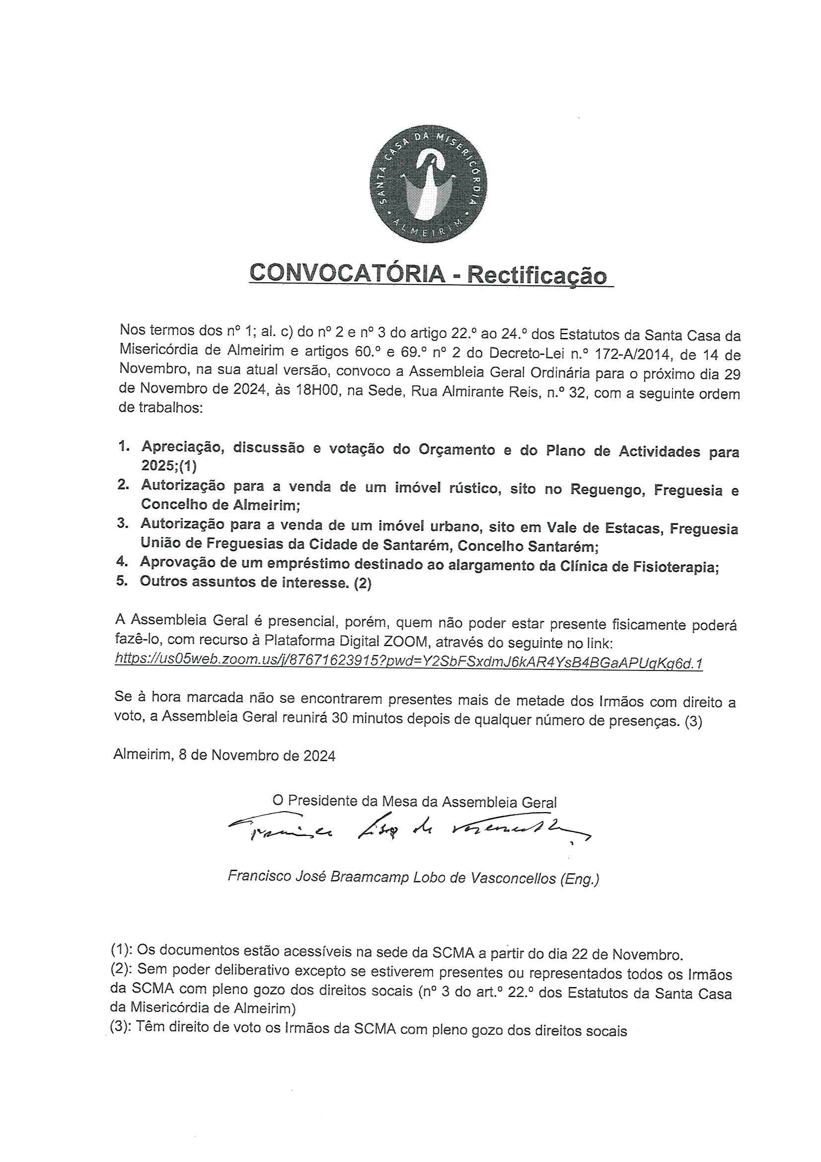 convocatoria rectificação